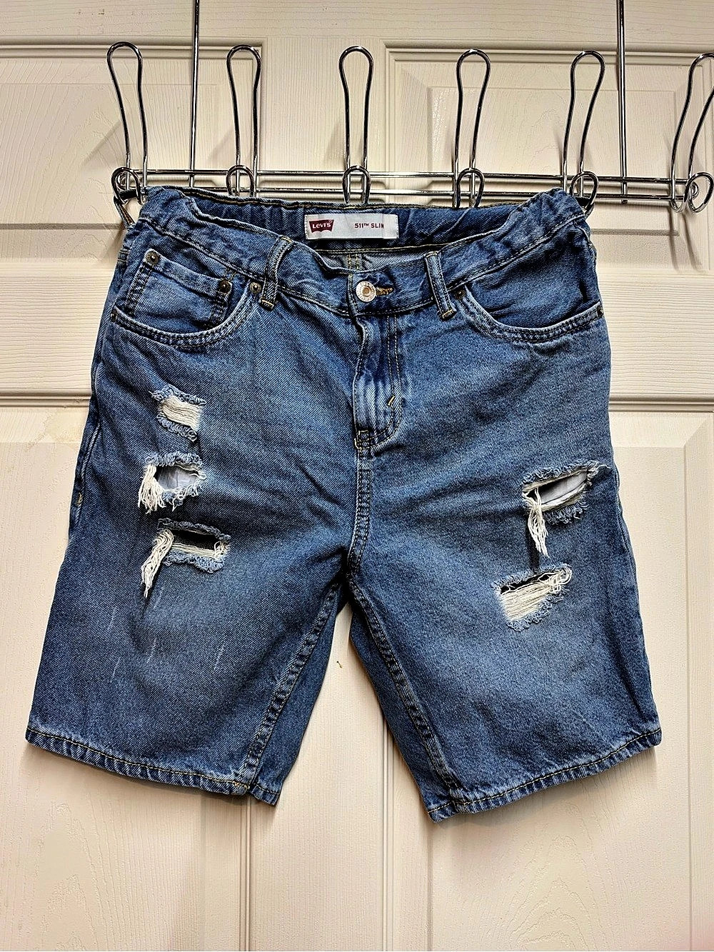 Levi's 511 Slim Fit Distressed Denim Shorts Waist 28